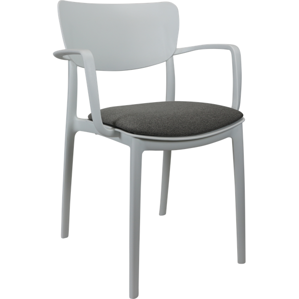 Siesta Lisa Arm Chair - White with Anthracite Fabric Cushion