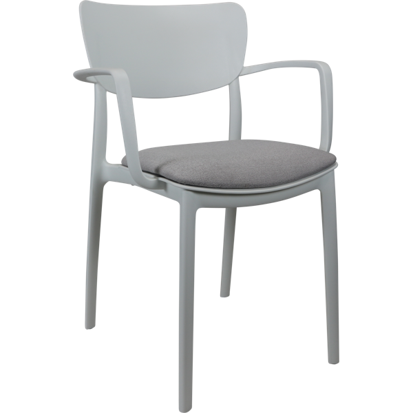 Siesta Lisa Arm Chair - White with Taupe Fabric Cushion
