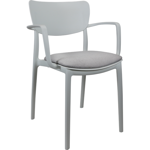 Siesta Lisa Arm Chair - White with Light Grey Fabric Cushion