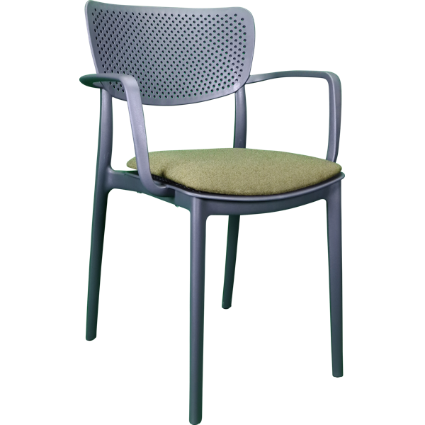 Siesta Loft Arm Chair - Anthracite with Olive Green Fabric Cushion