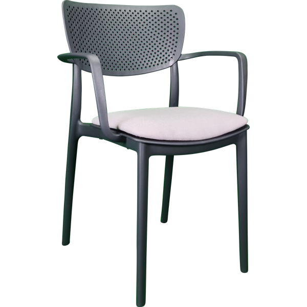 Siesta Loft Arm Chair - Anthracite with Light Grey Fabric Cushion