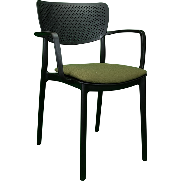 Siesta Loft Arm Chair - Black with Olive Green Fabric Cushion