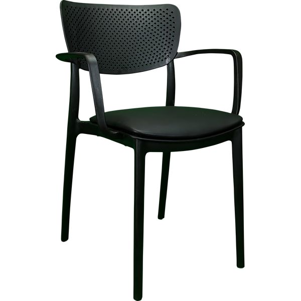 Siesta Loft Arm Chair - Black with Black Vinyl Cushion