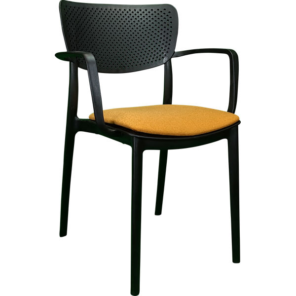 Siesta Loft Arm Chair - Black with Orange Fabric Cushion