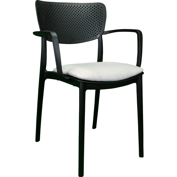 Siesta Loft Arm Chair - Black with Light Grey Fabric Cushion