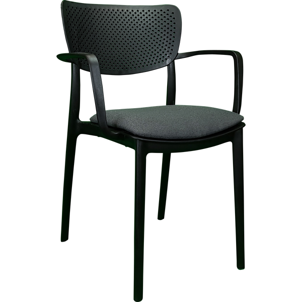 Siesta Loft Arm Chair - Black with Anthracite Fabric Cushion