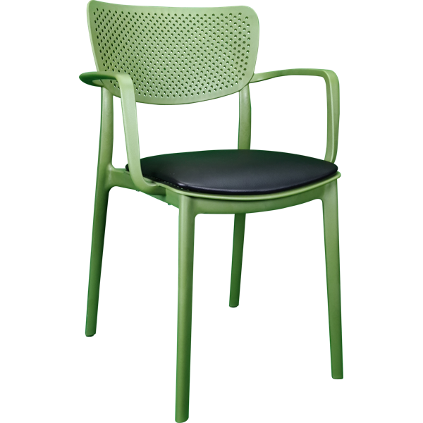 Siesta Loft Arm Chair - Olive Green with Black Vinyl Cushion