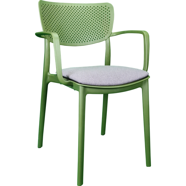 Siesta Loft Arm Chair - Olive Green with Taupe Fabric Cushion