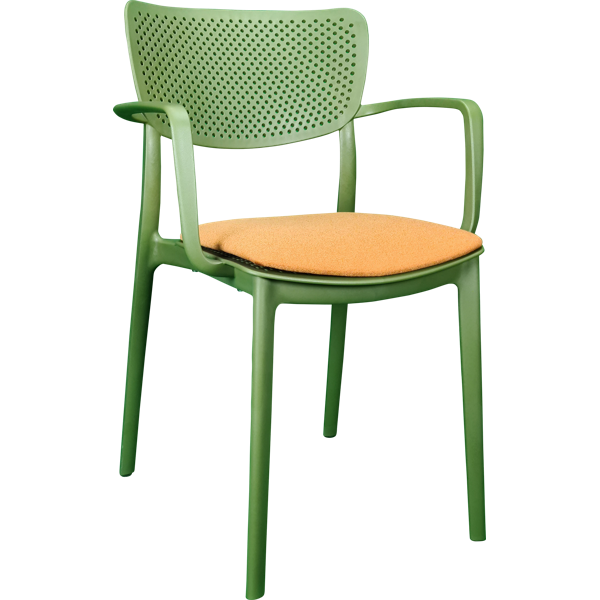 Siesta Loft Arm Chair - Olive Green with Orange Fabric Cushion