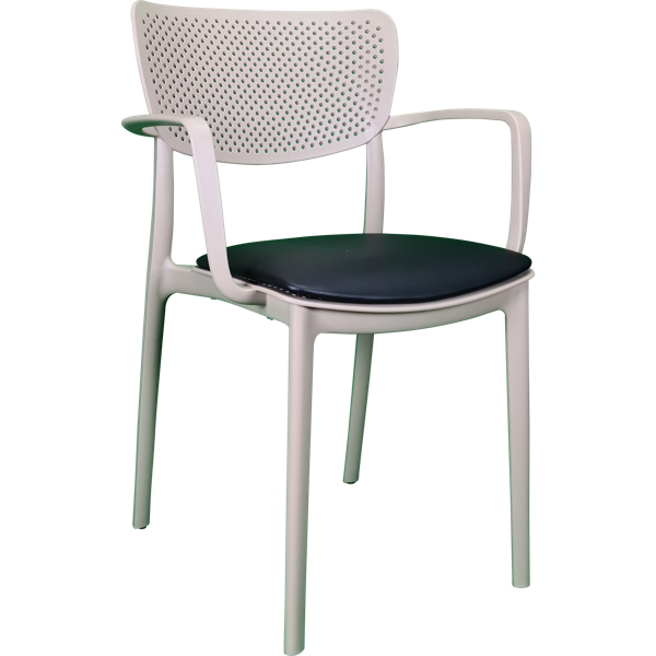 Siesta Loft Arm Chair - Taupe with Black Vinyl Cushion