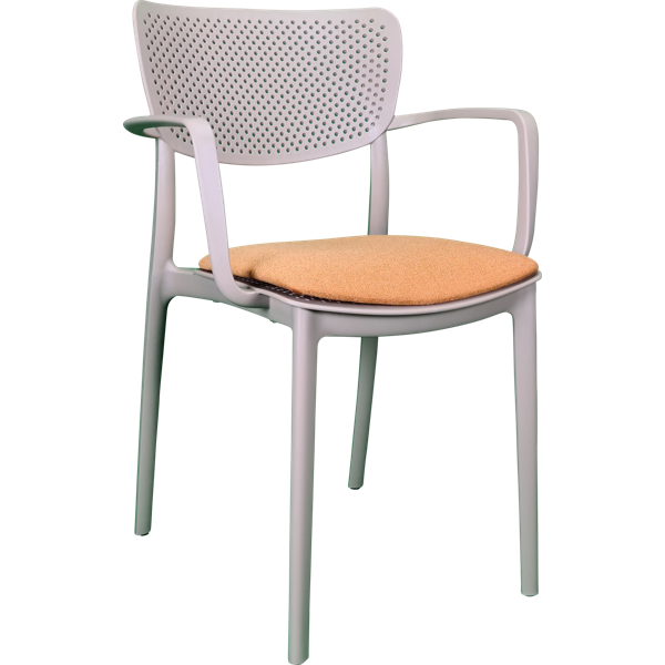 Siesta Loft Arm Chair - Taupe with Orange Fabric Cushion