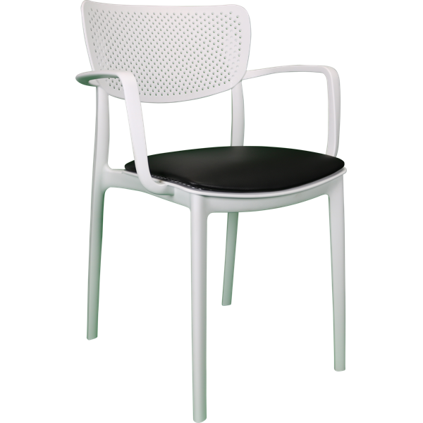 Siesta Loft Arm Chair - White with Black Vinyl Cushion