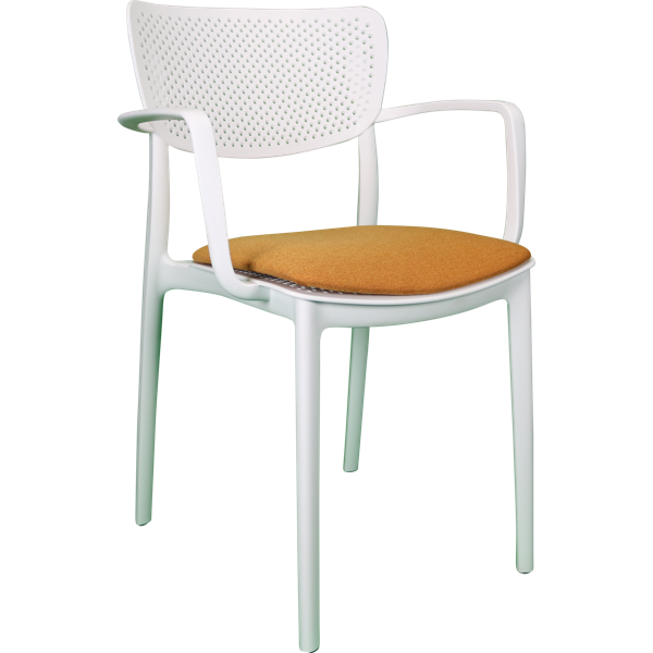 Siesta Loft Arm Chair - White with Orange Fabric Cushion