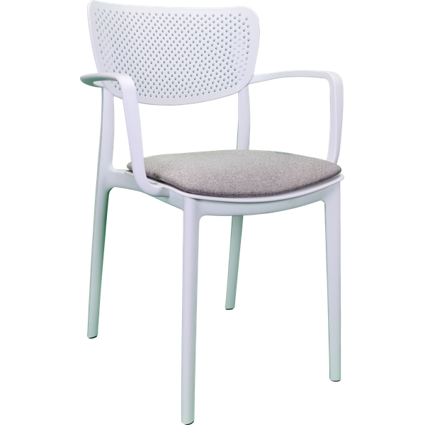 Siesta Loft Arm Chair - White with Taupe Fabric Cushion