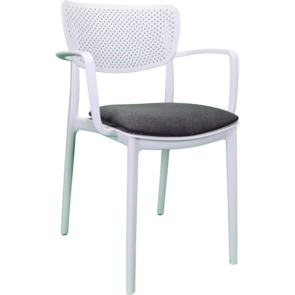 Siesta Loft Arm Chair - White with Anthracite Fabric Cushion