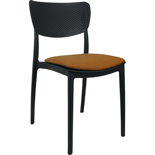 Siesta Lucy Chair - Anthracite with Orange Fabric Cushion