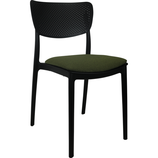 Siesta Lucy Chair - Black with Olive Green Fabric Cushion