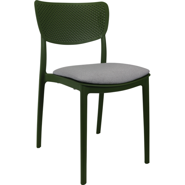 Siesta Lucy Chair - Olive Green with Light Grey Fabric Cushion