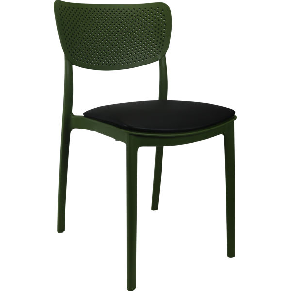 Siesta Lucy Chair - Olive Green with Black Vinyl Cushion
