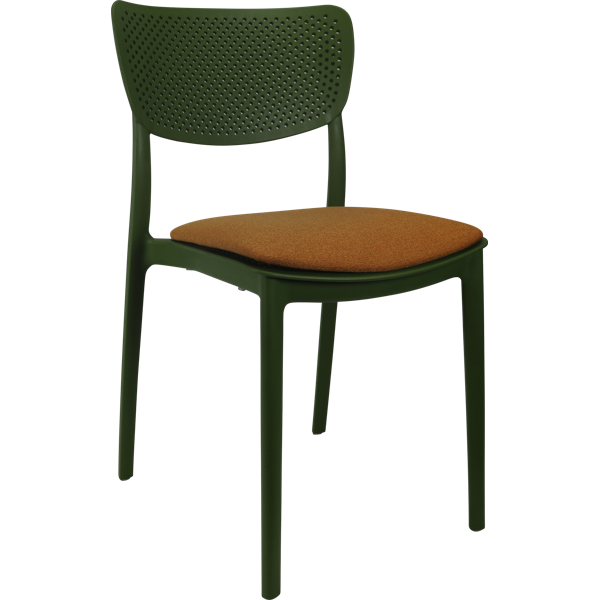 Siesta Lucy Chair - Olive Green with Orange Fabric Cushion