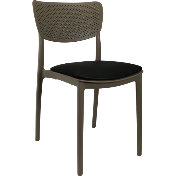 Siesta Lucy Chair - Taupe with Black Vinyl Cushion