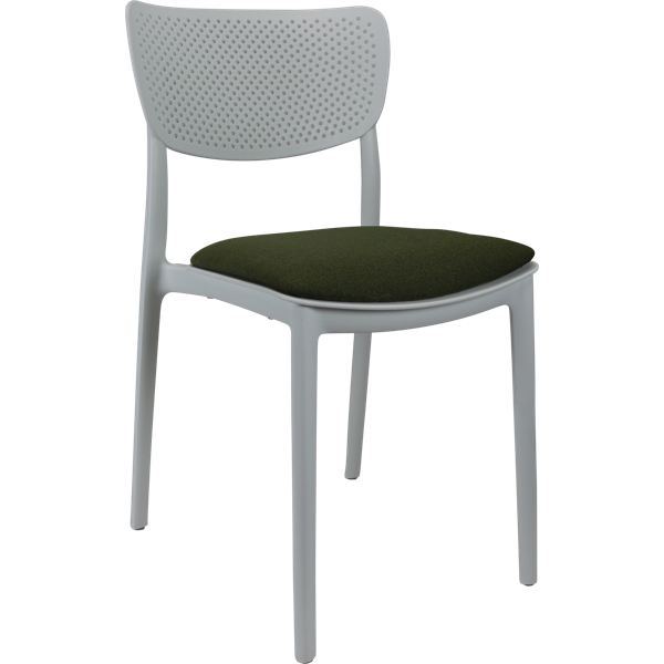 Siesta Lucy Chair - White with Olive Green Fabric Cushion