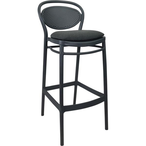 Siesta Marcel Bar Stool 65cm (Counter Height) - Anthracite with Anthracite Fabric Cushion