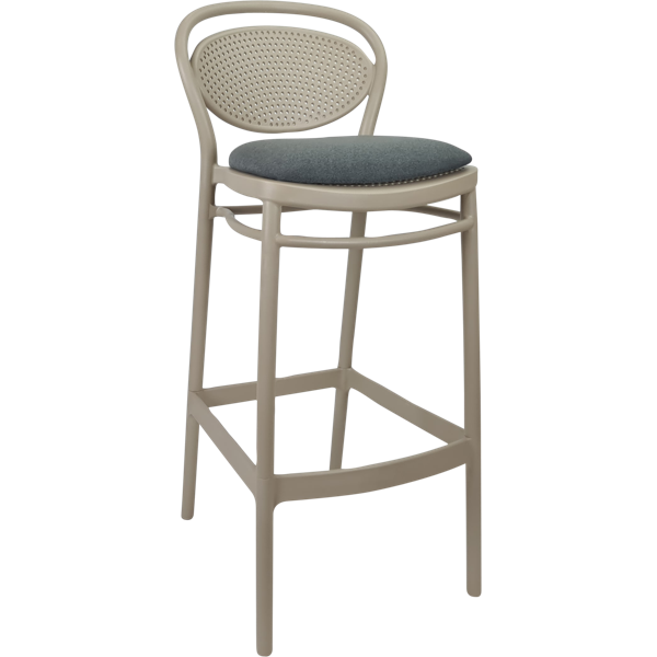 Siesta Marcel Bar Stool 75cm (Dry Bar Height) - Taupe with Taupe Fabric Cushion