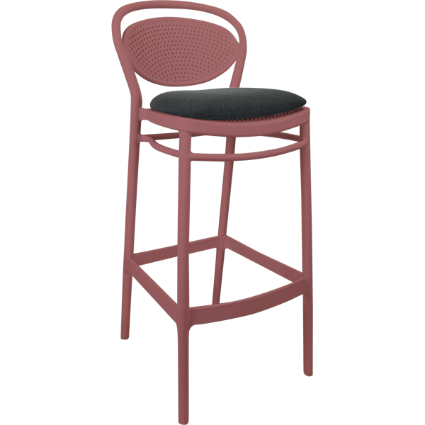 Siesta Marcel Bar Stool 65cm (Counter Height) - Marsala with Anthracite Fabric Cushion
