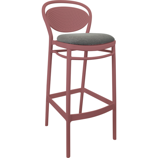 Siesta Marcel Bar Stool 75cm (Dry Bar Height) - Marsala with Taupe Fabric Cushion