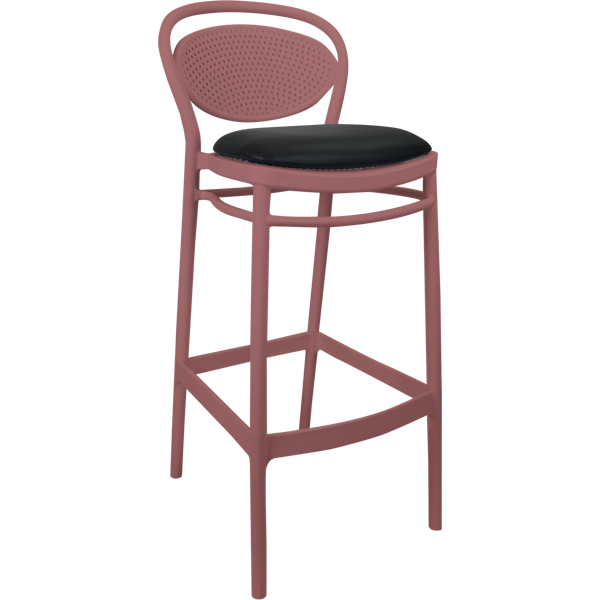 Siesta Marcel Bar Stool 65cm (Counter Height) - Marsala with Black Vinyl Cushion