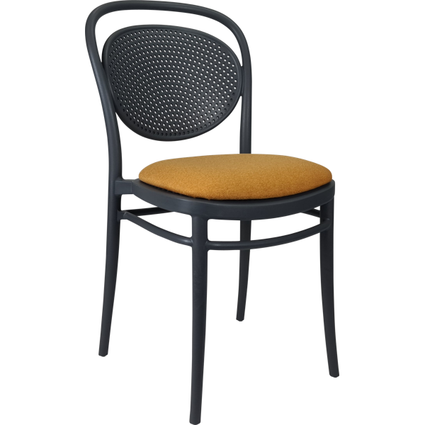 Siesta Marcel Chair - Anthracite with Orange Fabric Cushion