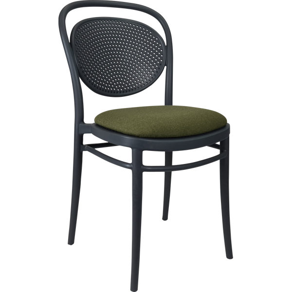 Siesta Marcel Chair - Anthracite with Olive Green Fabric Cushion