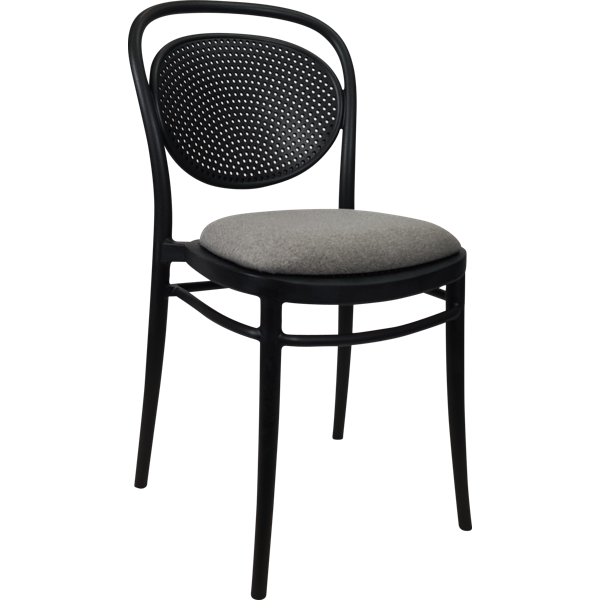 Siesta Marcel Chair - Black with Taupe Fabric Cushion