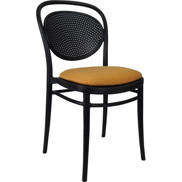 Siesta Marcel Chair - Black with Orange Fabric Cushion