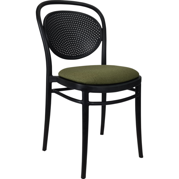 Siesta Marcel Chair - Black with Olive Green Fabric Cushion