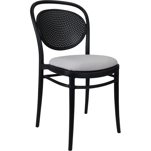 Siesta Marcel Chair - Black with Light Grey Fabric Cushion