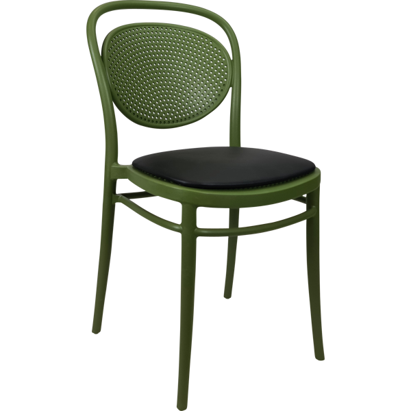 Siesta Marcel Chair - Olive Green with Black Vinyl Cushion