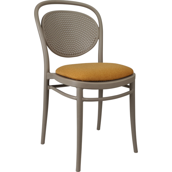 Siesta Marcel Chair - Taupe with Orange Fabric Cushion