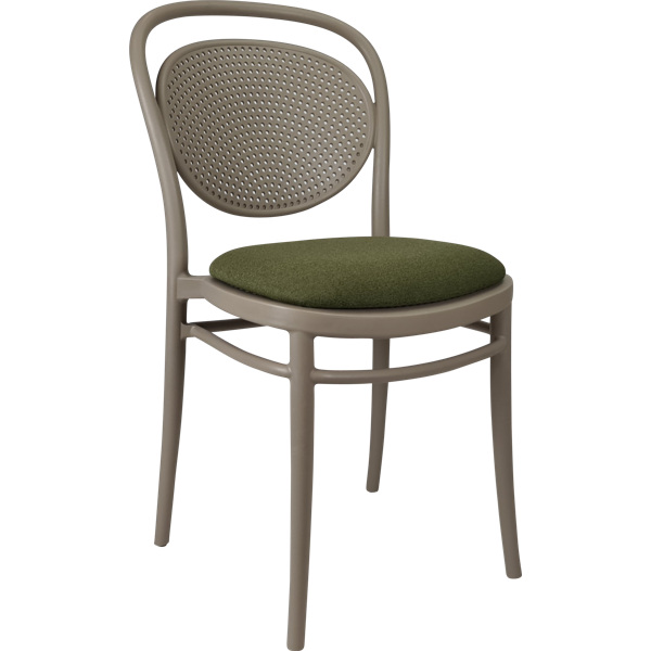 Siesta Marcel Chair - Taupe with Olive Green Fabric Cushion