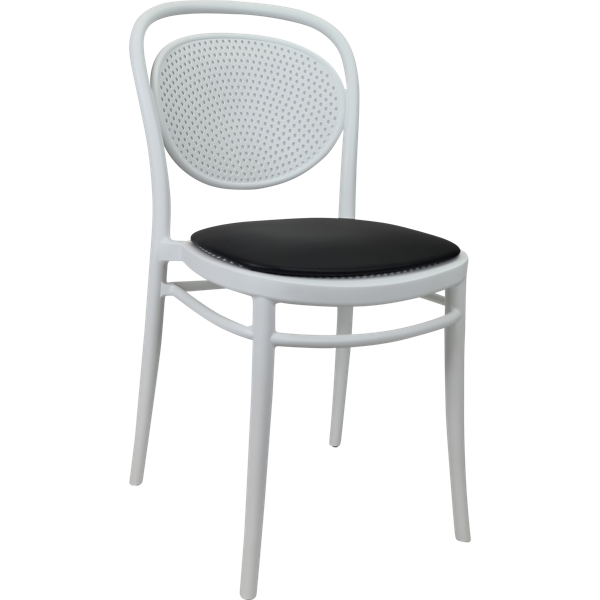 Siesta Marcel Chair - White with Black Vinyl Cushion