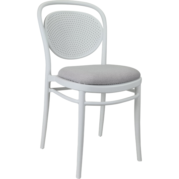 Siesta Marcel Chair - White with Light Grey Fabric Cushion
