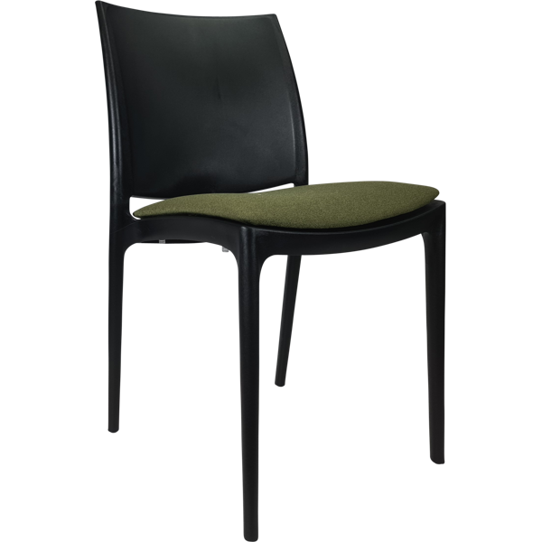 Siesta Maya Chair - Black with Olive Green Fabric Cushion