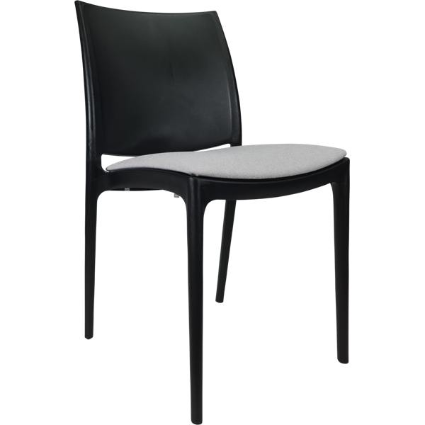 Siesta Maya Chair - Black with Light Grey Fabric Cushion