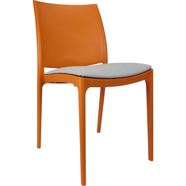 Siesta Maya Chair - Orange with Light Grey Fabric Cushion