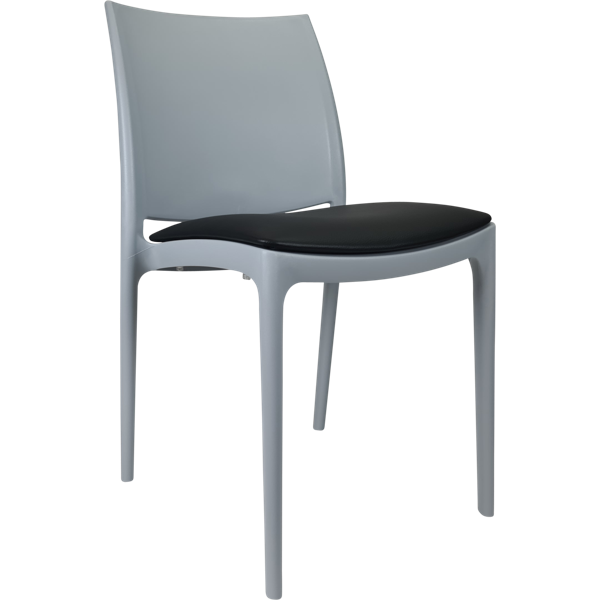 Siesta Maya Chair - Silver Grey with Black Vinyl Cushion