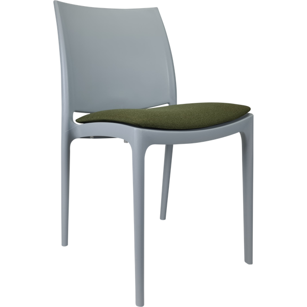 Siesta Maya Chair - Silver Grey with Olive Green Fabric Cushion