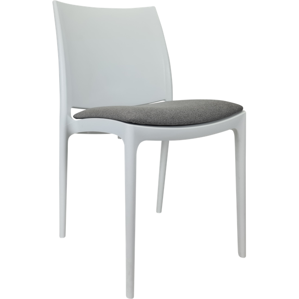 Siesta Maya Chair - White with Taupe Fabric Cushion