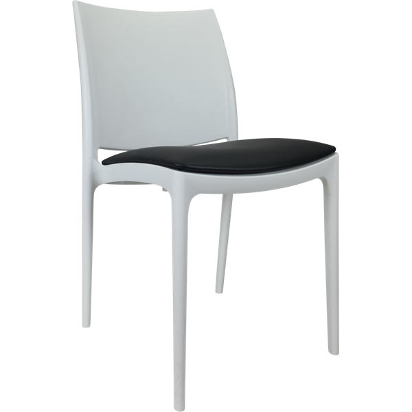 Siesta Maya Chair - White with Black Vinyl Cushion
