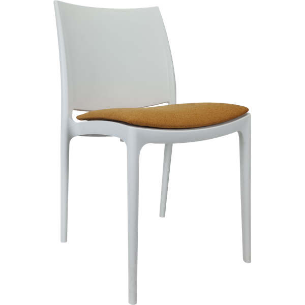 Siesta Maya Chair - White with Orange Fabric Cushion